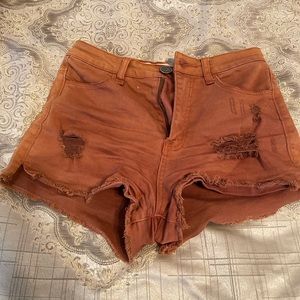 Denim distressed shorts